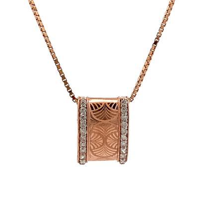 ARTISTIC BLOCK SHAPED PENDANT AND CHAIN  Gold