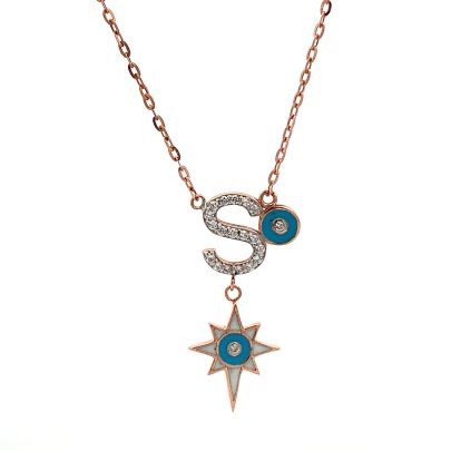 STYLISH ALPHABET PENDANT WITH A SPARKLING STAR  Gold