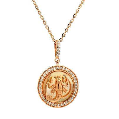 SPLENDID ZODIAC SIGN GOLD AND DIAMOND PENDANT WITH CHAIN Gold