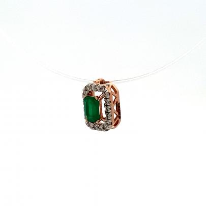 SHIMMERING SQUARE GREEN EMERALD AND REAL DIAMOND PENDANT  Diamond Pendent