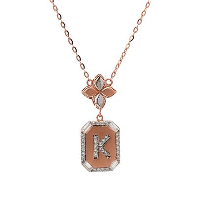 EQUISITE FLORAL DANGLING ALPHABET PENDANT AND CHAIN  Gold