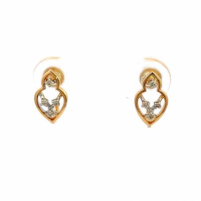 EMBLEMATIC GOLD AND REAL DIAMOND STUD EARRINGS  Diamond