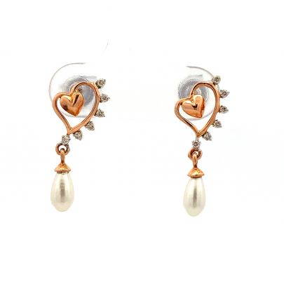 STRIKING HEART MOTIF REAL DIAMOND DROP EARRINGS  Diamond Earrings