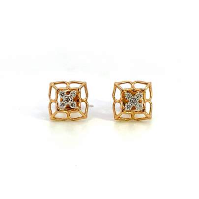 ARTISTIC FLOWER DESIGNED REAL DIAMOND STUDS  Diamond Earrings