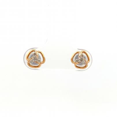TRIPLE CIRCLE LINKED DIAMOND STUD EARRINGS  Diamond Earrings