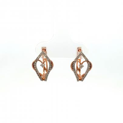 REAL DIAMOND HOOPS MADE OF HEART IN SHIMMERING LEAF  Diamond