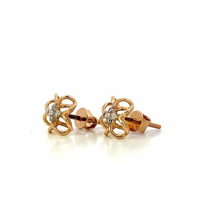 TWIRLING FLOWER PETALS ENGRAVED DIAMOND STUDS  Diamond Earrings