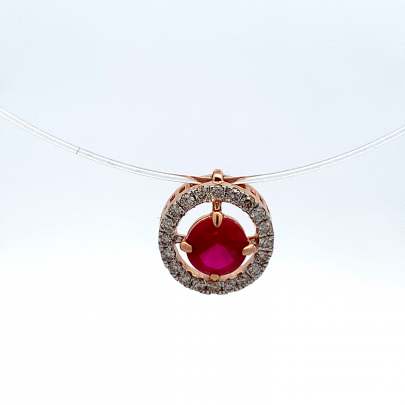STERLING ROUND SHAPED DIAMOND AND RUBY PENDANT Diamond Pendent