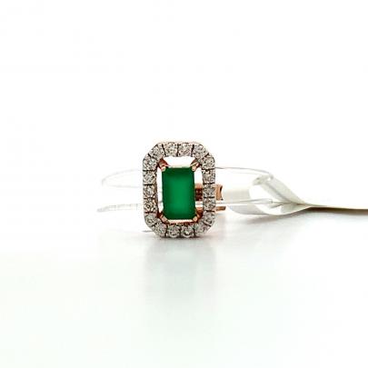 VINTAGE REAL DIAMOND AND GREEN EMERALD RING  Diamond Rings