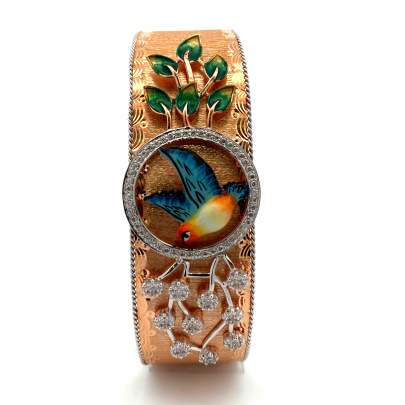 RHENISHING NATURE INSPIRED BRACELET ENGRAVED WITH A BIRD Gold