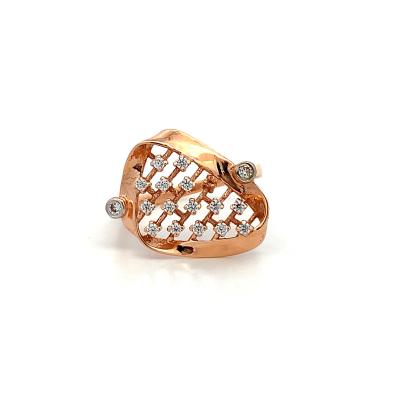 STERLING GOLD AND DIAMOND TRIANGULAR LADIES RING  Gold