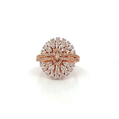 DAZZLING FLOWER BLOSSOM SEMI COCKTAIL RING FOR LADIES  Gold