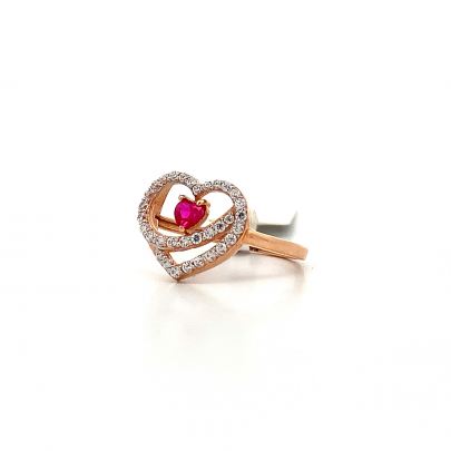 HEART SHAPED DIAMOND RING ENCRUSTED WITH MINI HEART STONE  Gold