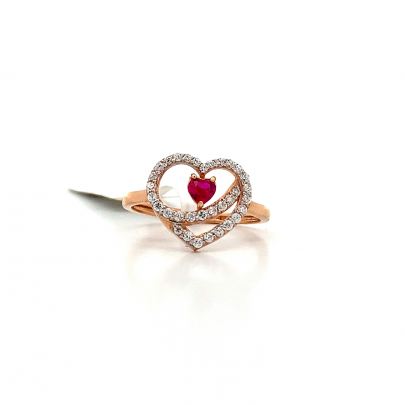 HEART SHAPED DIAMOND RING ENCRUSTED WITH MINI HEART STONE  Rings