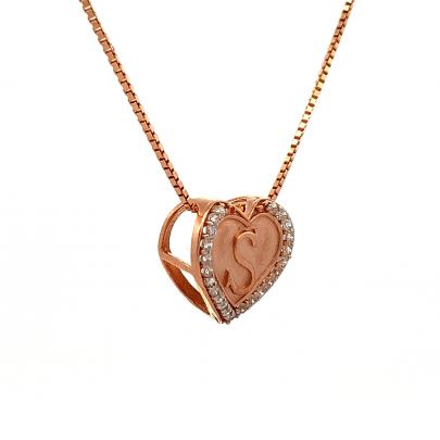 ROMANTIC HEART SHAPED PENDANT WITH S WRITTEN INSIDE Gold