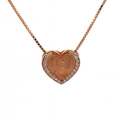 ROMANTIC HEART SHAPED PENDANT WITH S WRITTEN INSIDE Chain