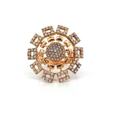 ROUND SPARKLING DIAMOND COCKTAIL RING FOR PARTY WEAR  Gold