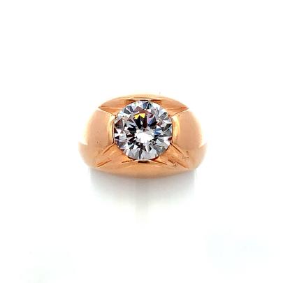 UNIQUE ROUND SINGLE STONE SOLITAIRE GENTS RING  Rings