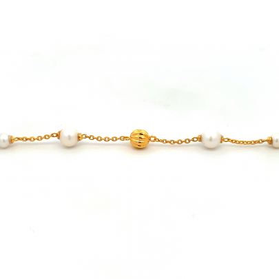 EXCUISITE PEARL AND GOLD BEADS EMBEDDED WOMEN'S LUCKY  Gold