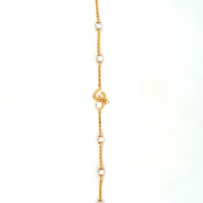 OM ENGRAVED PEARL EMBEDDED GOLD BRACELET FOR WOMEN  Bracelet