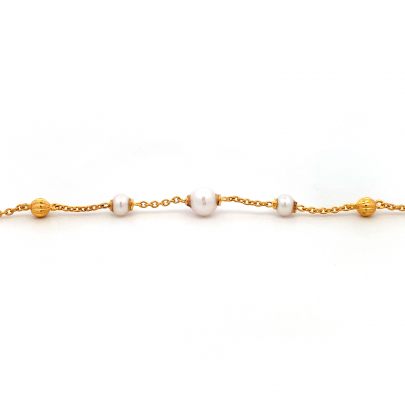 ADORABLE GOLD BEADS AND PEARL EMBEDDED LADIES BRACELET  Gold