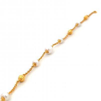ADORABLE GOLD BEADS AND PEARL EMBEDDED LADIES BRACELET  Bracelet