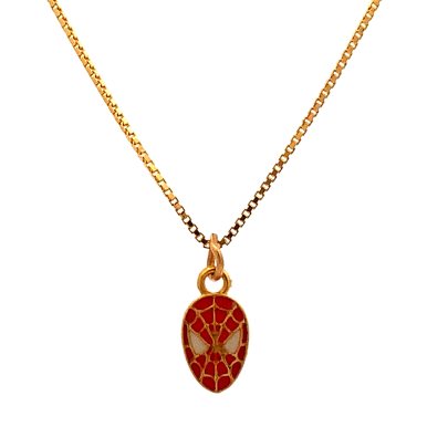 SPIDERMAN FACE ENAMELLED PENDANT AND CHAIN Gold