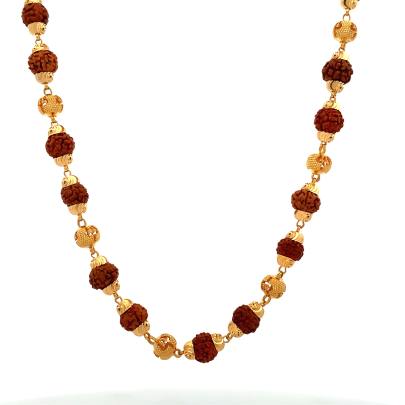 SPLENDID GOLD MALA EMBEDDED WITH RUDRAKSH AND GOLD BEADS  Gold