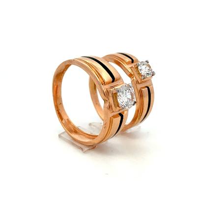 SPLENDID SOLITAIRE COUPLE RING WITH ENAMELLED BAND Couple Rings