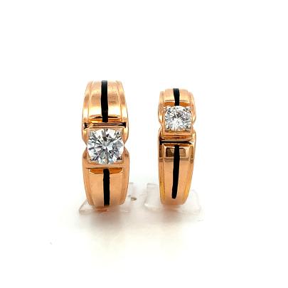 SPLENDID SOLITAIRE COUPLE RING WITH ENAMELLED BAND Couple Rings