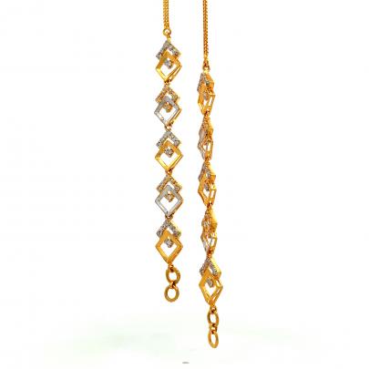 STERLING DIAMOND INTERLINKED GOLD EARCHAIN  Gold