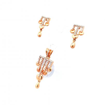 STERLING SPRIGS DIAMOND PENDANT AND EARRINGS  Gold