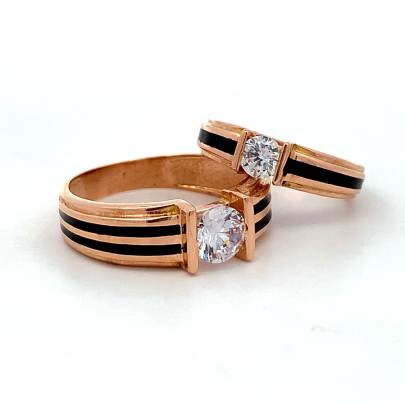 STUNNING SOLITAIRE COUPLE RINGS WITH BLACK LINES ON BAND  Couple Rings