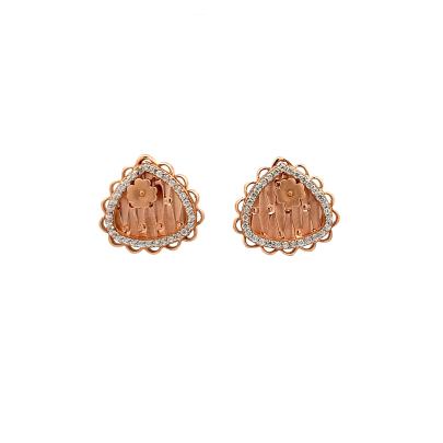 STYLISH TRIANGLE FLORAL STUD EARRINGS  Gold