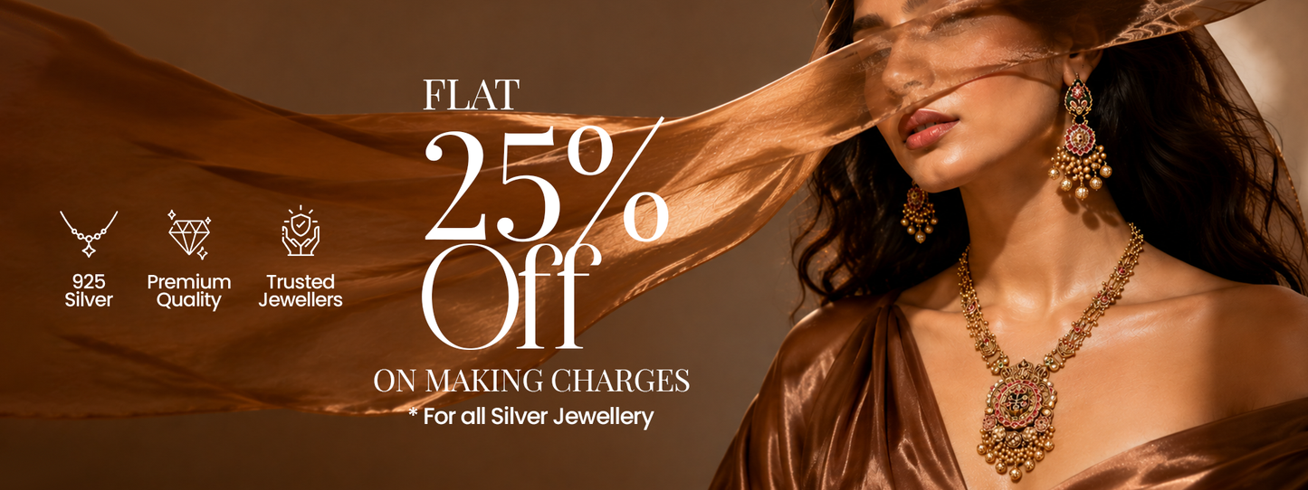 Flat 25% Off on Making Charges for All Silver Jewellery — Only at Enishka