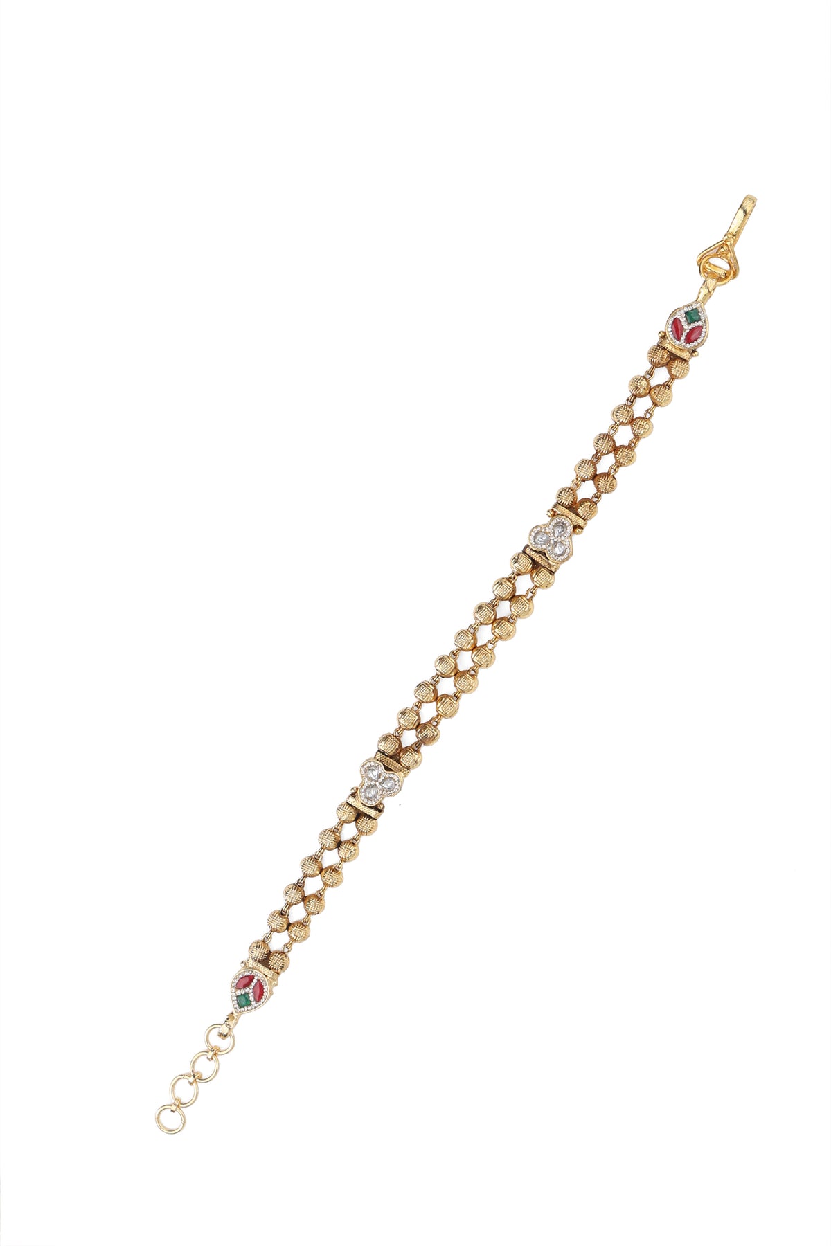 Silver Trefoil Bead Bracelet in 925 Sterling Silver with Antique Gold Polish – Enishka Ahmedabad
