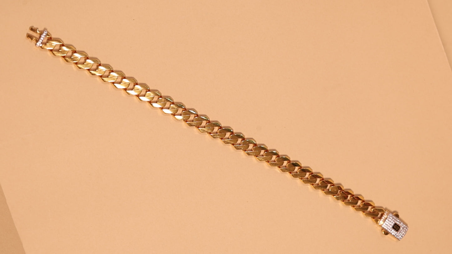 Men's Heavy Cuban Link Bracelet with CZ-Studded Clasp