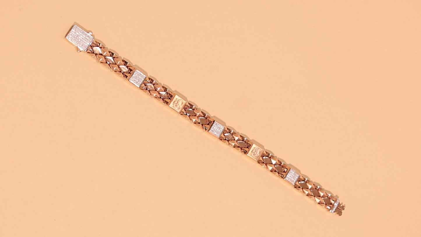 Premium Rose Gold Quilted Diamond Bracelet