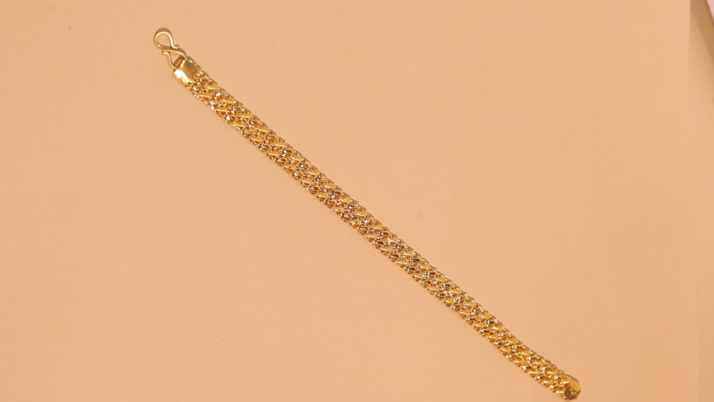 Gold Men's Multi-Row Diamond-Cut Foxtail Weave Chain Bracelet
