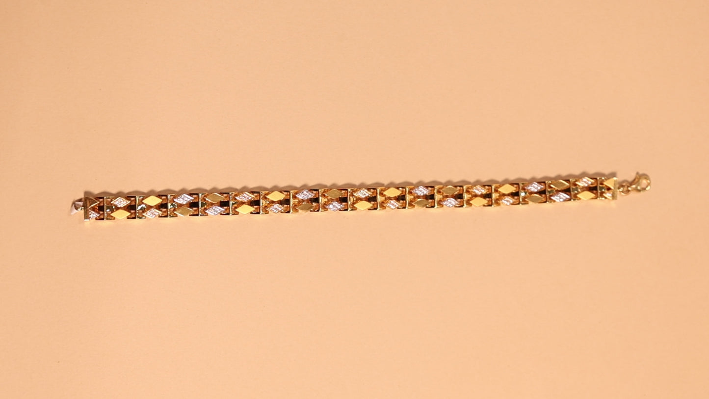 Gold-Diamond Kite Link Bracelet