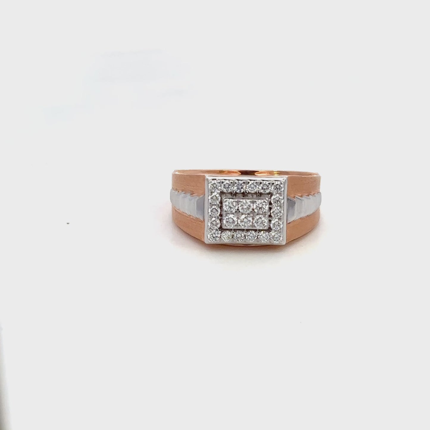 Refined Square Halo Diamond Gold Ring