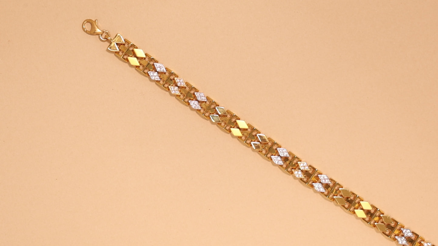 Gold Geometric Diamond Link Bracelet for Men