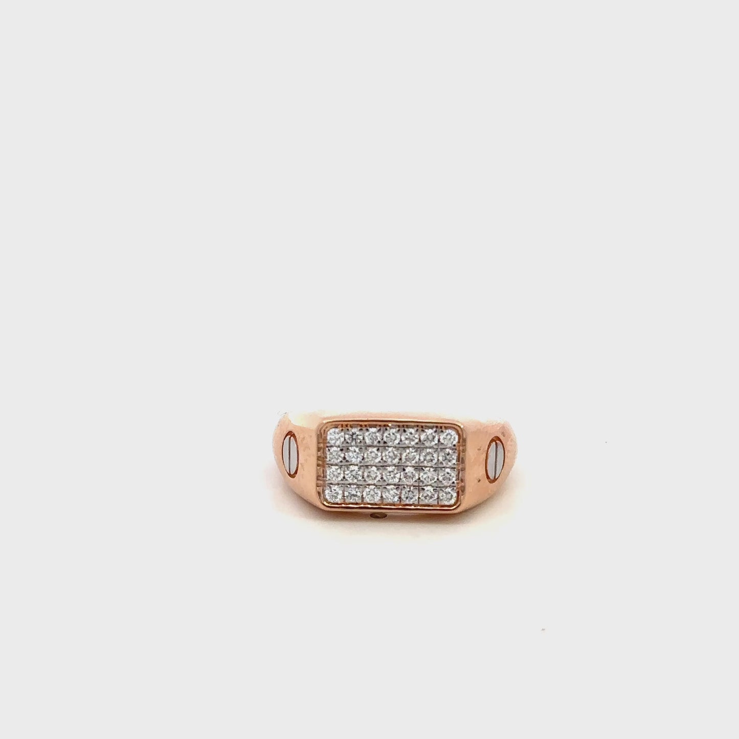 Classic Pavé Diamond Signet Gold Ring
