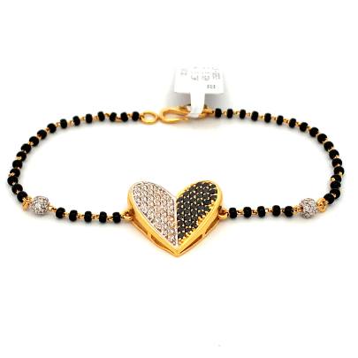 STYLISH HEART ENGRAVED MANGALSUTRA BRACELET  Gold