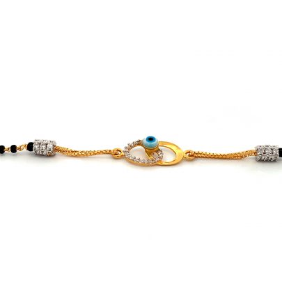 TWO CIRCLES INTERCONNECTED EVIL EYE MANGALSUTRA BRACELET  Gold